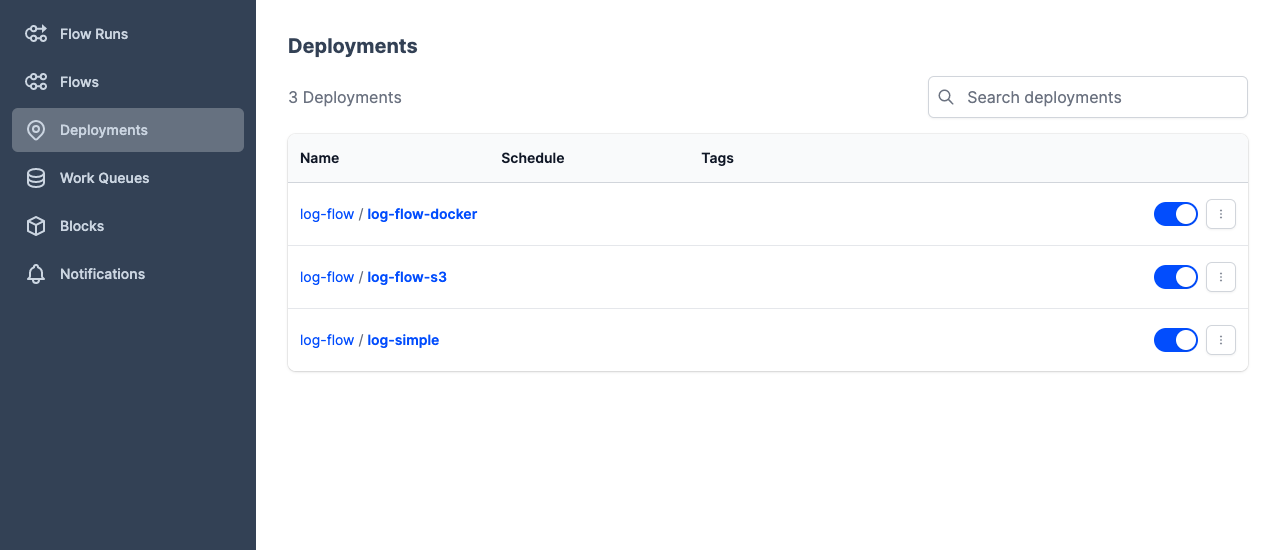 Viewing the new Docker deployment in the Prefect UI
