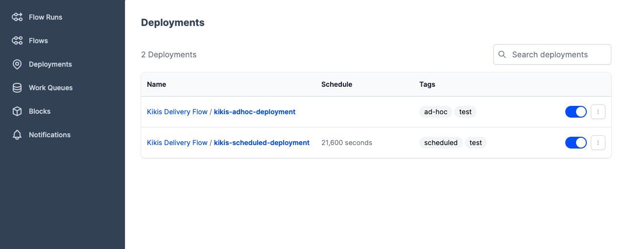Viewing deployments in the Prefect UI
